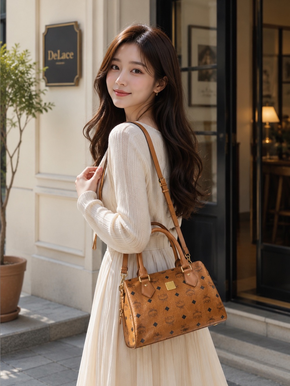 MCM Cognac Visetos Boston Hand Bag
100% Authentic